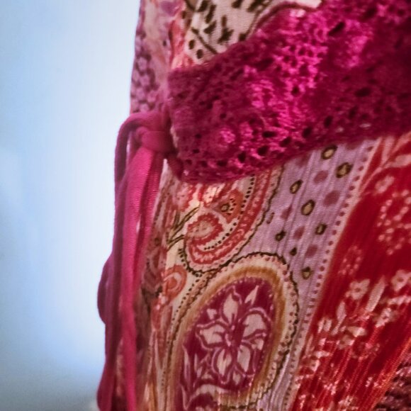 Bila Hot Pink Paisley Print Rayon Midi Dress | Made in India & Boho | Size XL - Picture 8 of 11